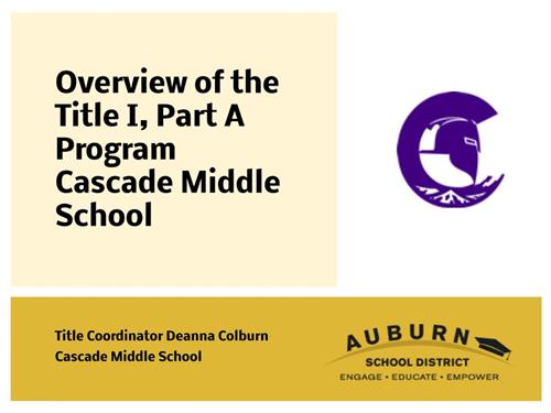 Overview of The Title 1 Part A Program at Cascade Middle School